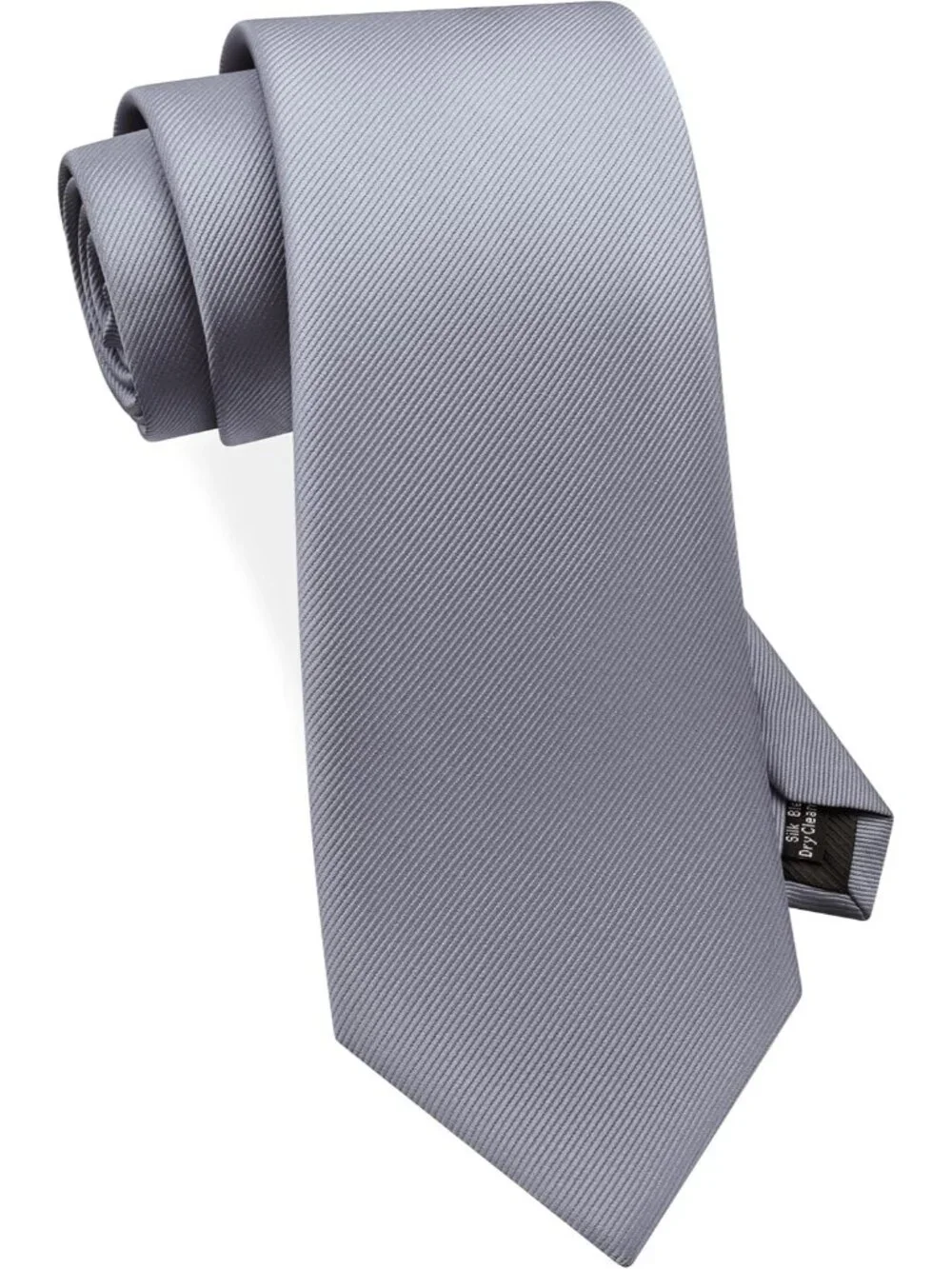 Men's Grey Solid Twill Textured Woven Silk Formal Necktie For Wedding Dress